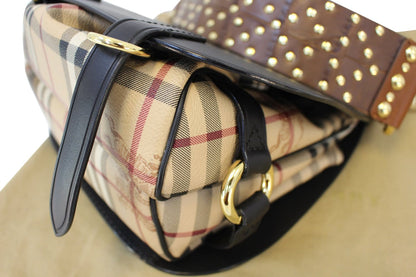 BURBERRY  Haymarket Check and Alligator Leather Bridle Bag