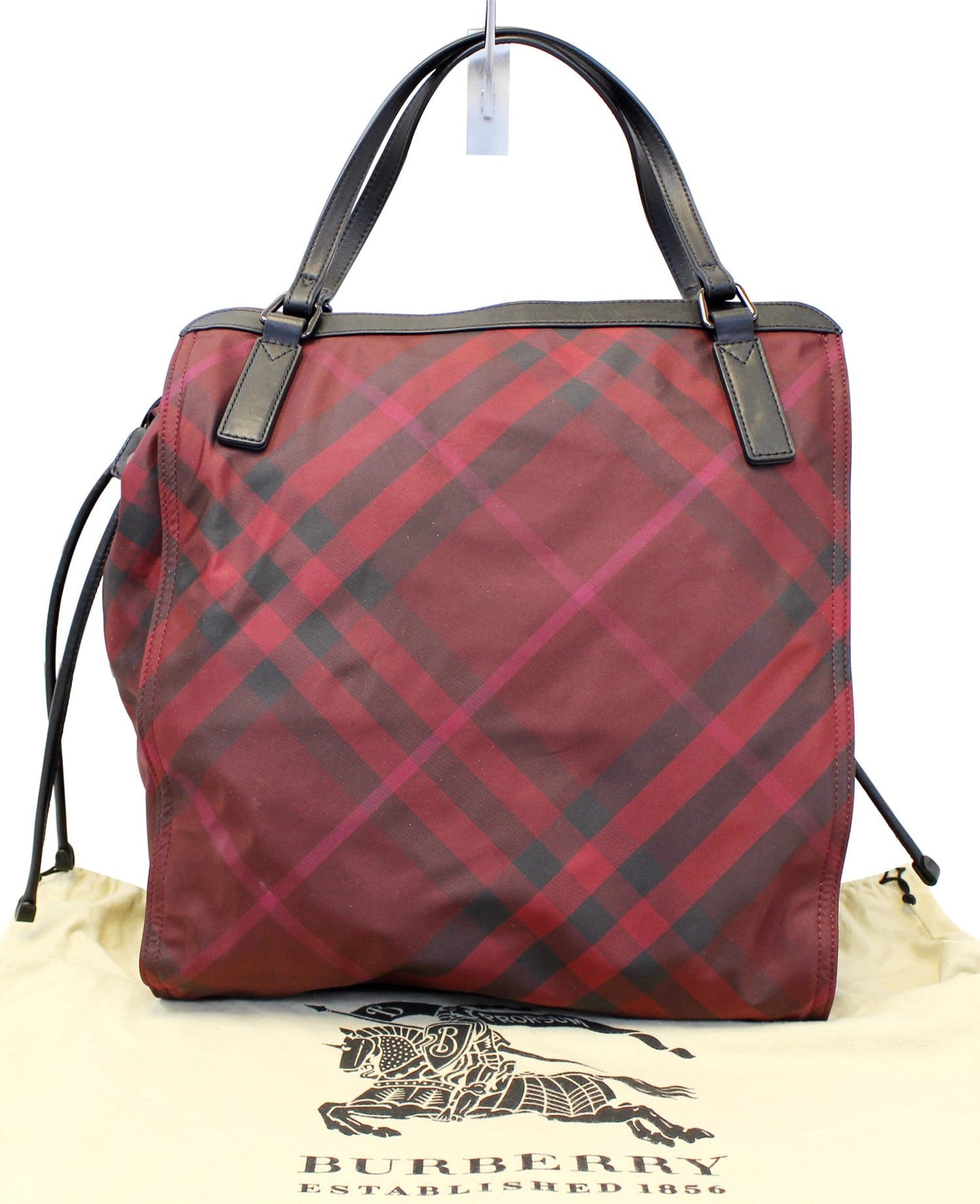 Burberry Buckleigh Packable Burgundy Nylon/Leather Tote  Shoulder Bag