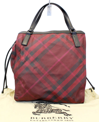 Burberry Buckleigh Packable Burgundy Nylon/Leather Tote  Shoulder Bag
