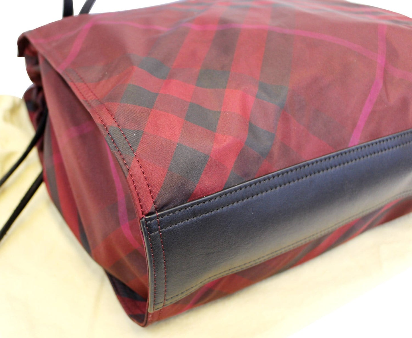 Burberry Buckleigh Packable Burgundy Nylon/Leather Tote  Shoulder Bag