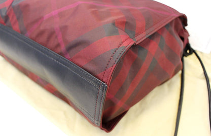 Burberry Buckleigh Packable Burgundy Nylon/Leather Tote  Shoulder Bag
