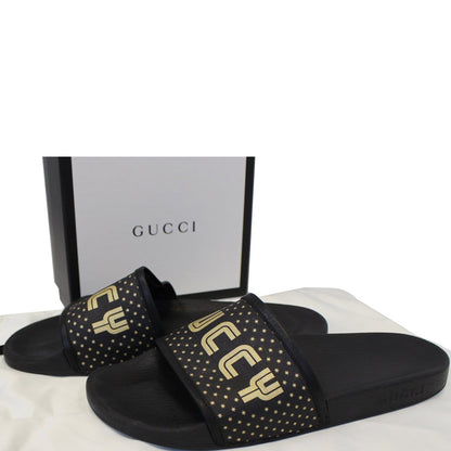 GUCCI Black Supreme Canvas Slide Sandal Size 11 519982 - Last Call