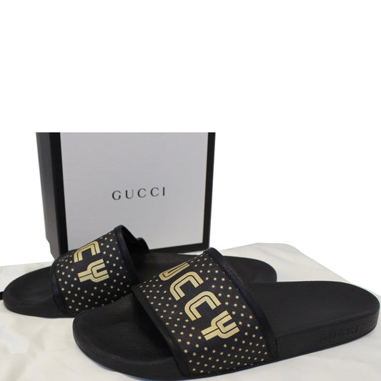 GUCCI Black Supreme Canvas Slide Sandal Size 11 519982 - Last Call
