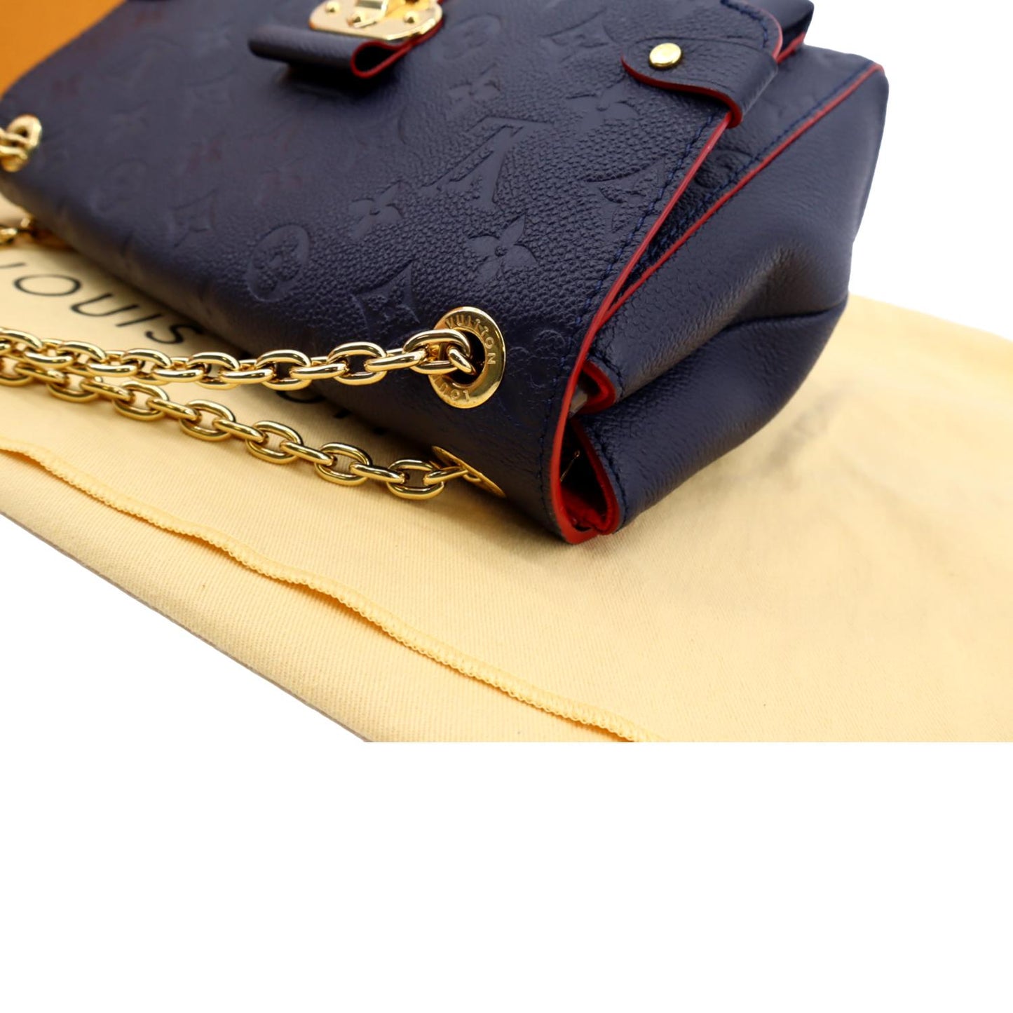 LOUIS VUITTON Vavin PM Monogram Empreinte Leather Shoulder Bag Blue