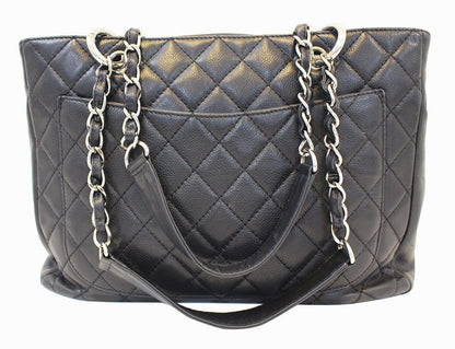 CHANEL Black Caviar Leather Grand Shopping Tote Bag