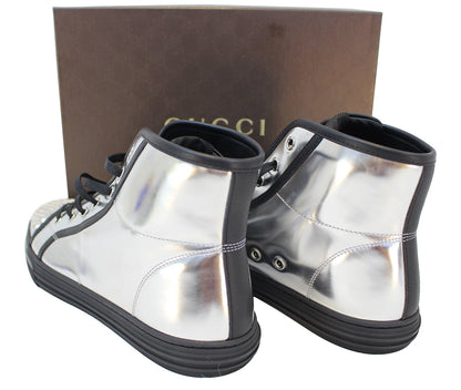 GUCCI Womens Metallic Leather High Top Studs Sneakers Size 41 G US 11.5 370875