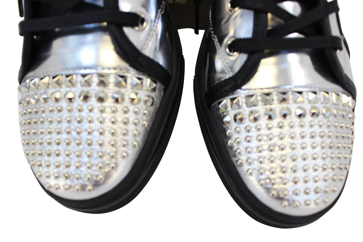 GUCCI Womens Metallic Leather High Top Studs Sneakers Size 41 G US 11.5 370875