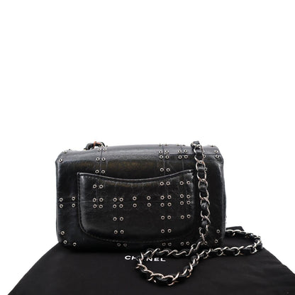 CHANEL Airlines Grommet Studded Leather Shoulder Bag Black