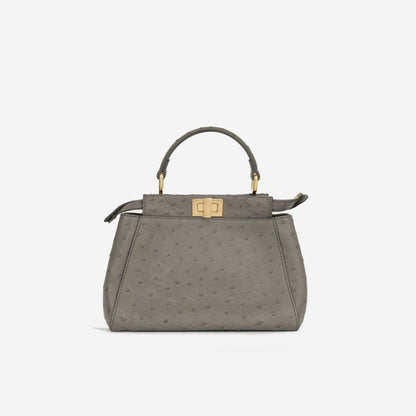 Fendi Mini Peekaboo - Grey Ostrich