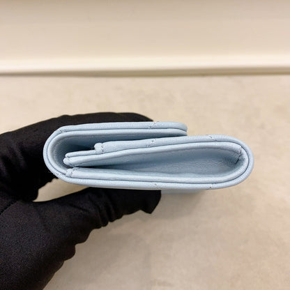Chanel 19 Quilted Flap Card Holder Blue Lambskin