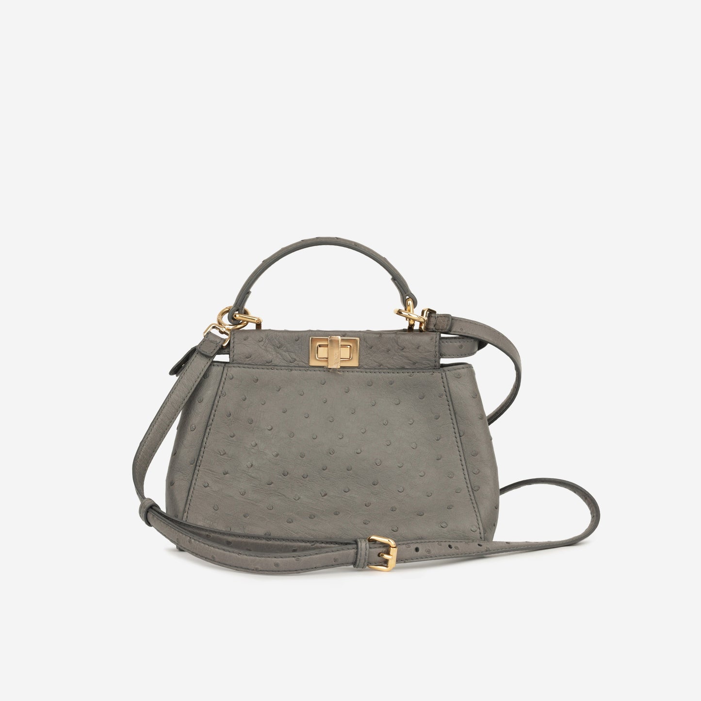 Fendi Mini Peekaboo - Grey Ostrich