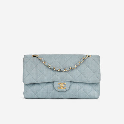 Chanel Classic Flap Bag - Blue Raffia