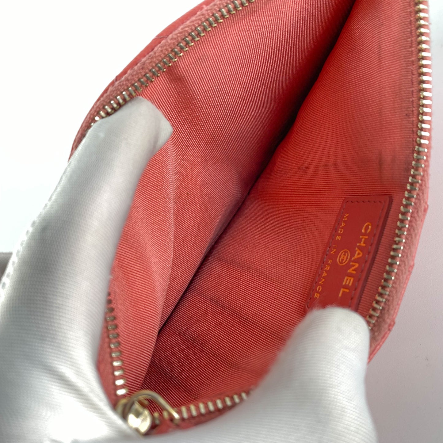 Chanel Caviar Coral Phone-Cardholder Holder