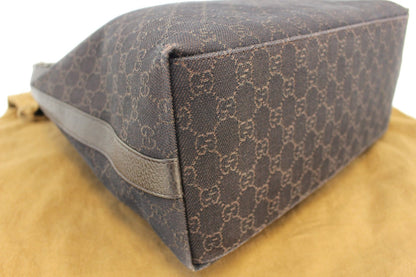 GUCCI Denim Monogram Hobo Dark Brown Satchel Bag