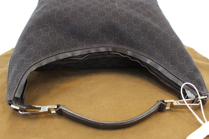 GUCCI Denim Monogram Hobo Dark Brown Satchel Bag