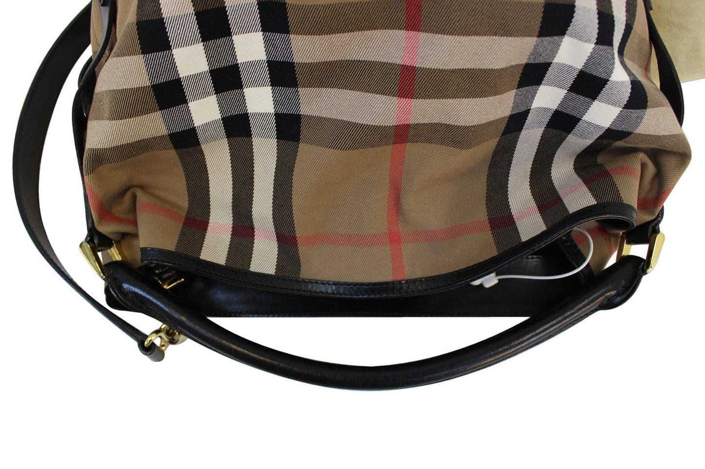 BURBERRY Bag - BURBERRY Nova Check Black Canvas Bridle Hobo Bag