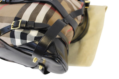 BURBERRY Bag - BURBERRY Nova Check Black Canvas Bridle Hobo Bag