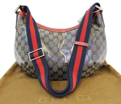 GUCCI 181092 GG Canvas Red Navy Blue Messenger Bag