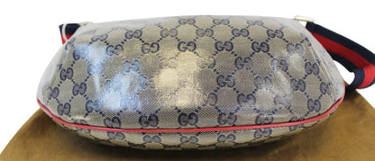 GUCCI 181092 GG Canvas Red Navy Blue Messenger Bag