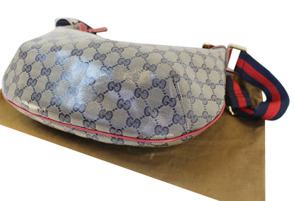 GUCCI 181092 GG Canvas Red Navy Blue Messenger Bag