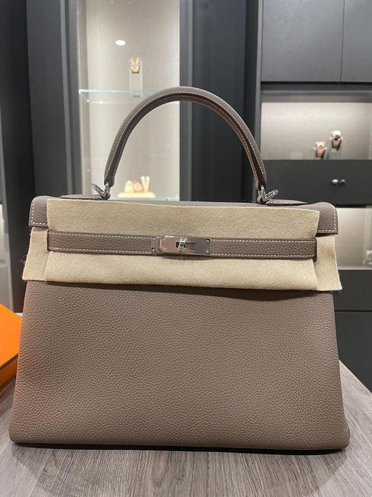 Hermes Kelly 32 Togo Calfskin Retourne 18 Etoupe
