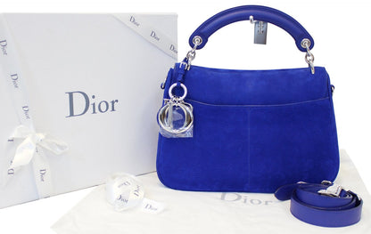 Christian Dior Dune Suede Leather Blue Shoulder Handbag