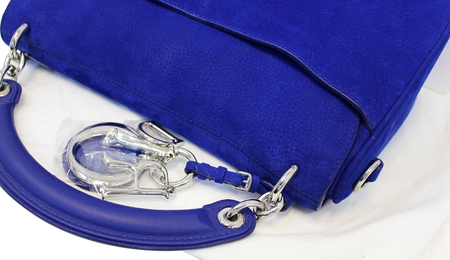 Christian Dior Dune Suede Leather Blue Shoulder Handbag