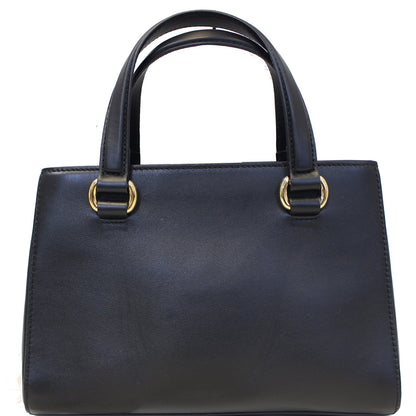 GUCCI Sylvie Small Leather Black Classic Top Handle Satchel Bag 460381