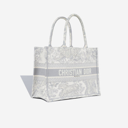 Christian Dior Small Book Tote - Grey Toile Du Jouy