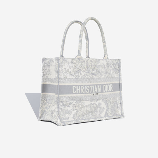 Christian Dior Small Book Tote - Grey Toile Du Jouy