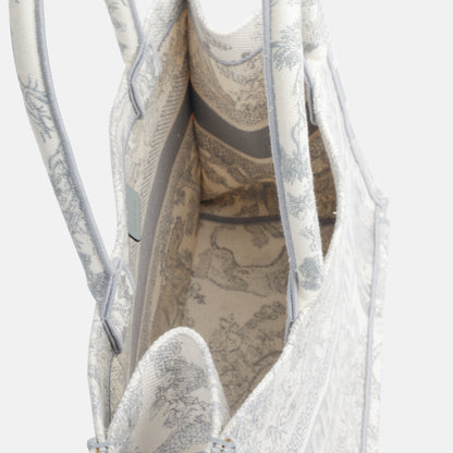 Christian Dior Small Book Tote - Grey Toile Du Jouy