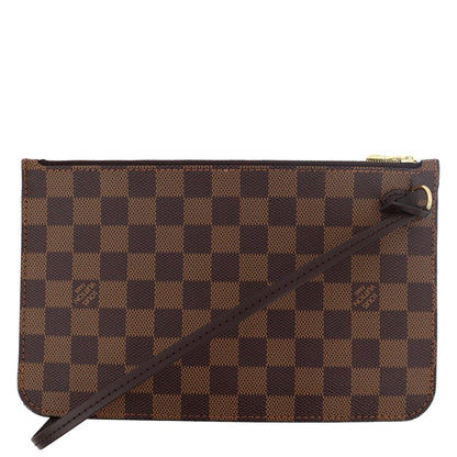 LOUIS VUITTON Neverfull Damier Ebene Pochette Wristlet Pouch Brown