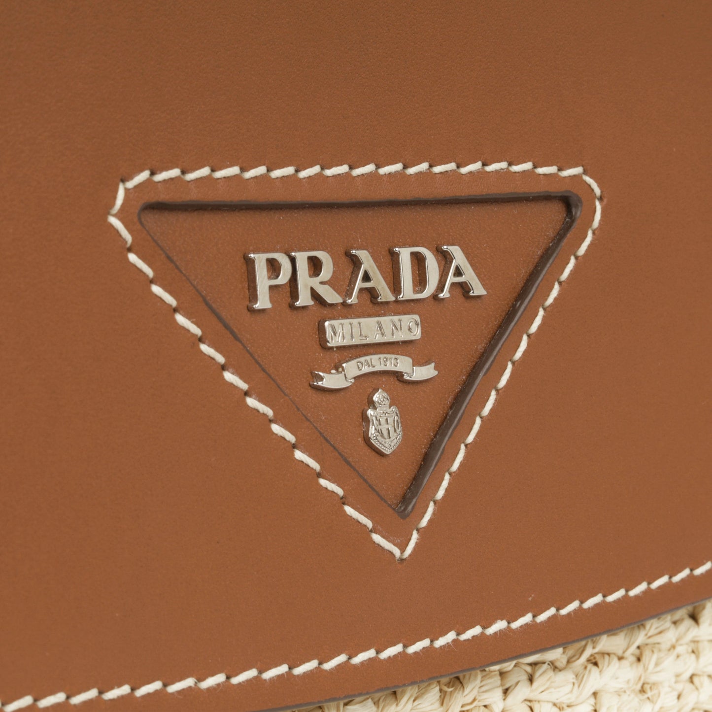 Prada Triangle Logo Plaque Flap - Raffia