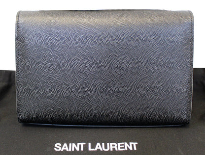 YVES SAINT LAURENT Kate Black Leather Medium Chian Clutch Crossbody Bag
