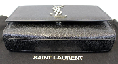 YVES SAINT LAURENT Kate Black Leather Medium Chian Clutch Crossbody Bag