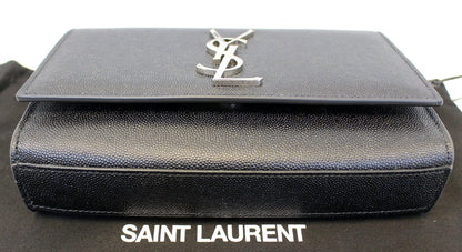 YVES SAINT LAURENT Kate Black Leather Chian Clutch Crossbody Bag