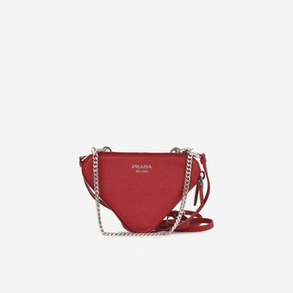 Prada Mini Triangle Pouch - Red