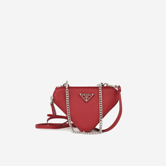 Prada Mini Triangle Pouch - Red