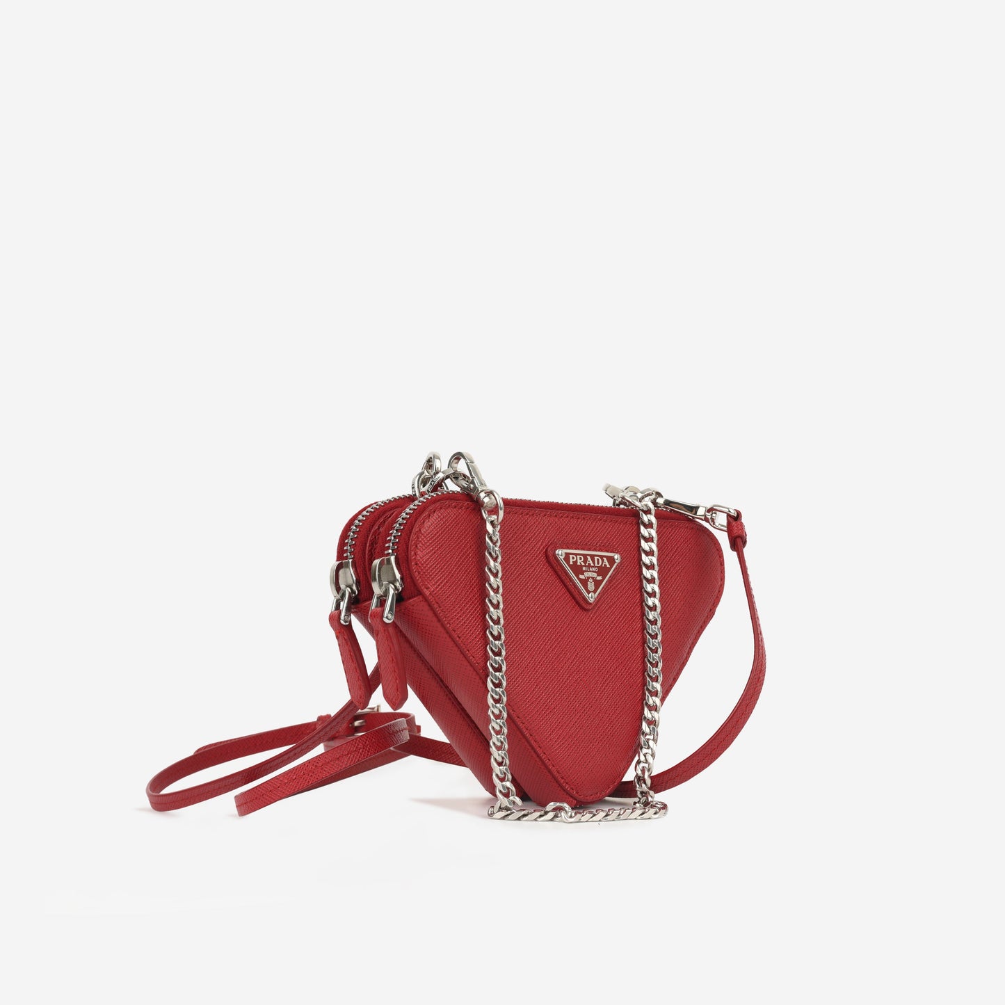 Prada Mini Triangle Pouch - Red