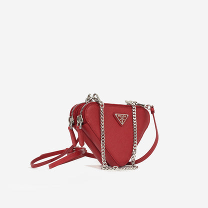 Prada Mini Triangle Pouch - Red