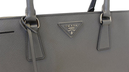 Prada Saffiano Executive Dark Grey Tote Shoulder Bag