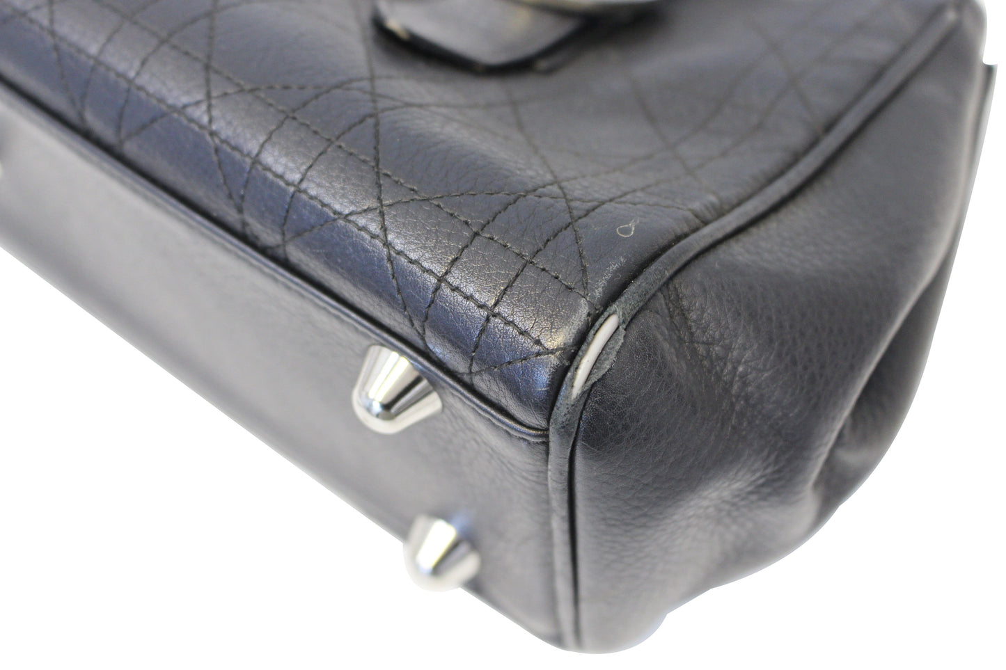 CHRISTIAN DIOR Black Leather Cannage Medium Tote Bag
