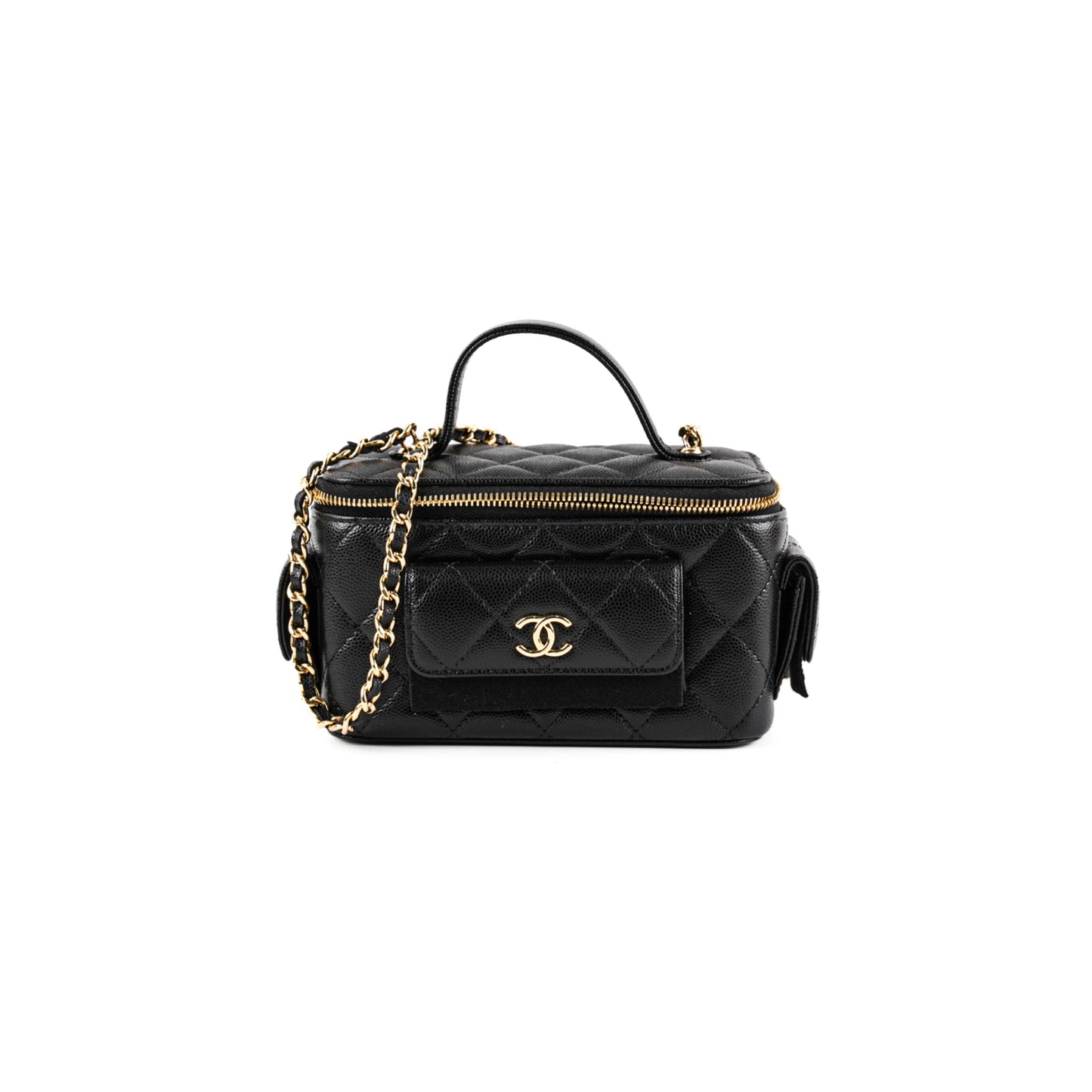 Chanel Caviar Multi Pocket Vanity Black Microchip