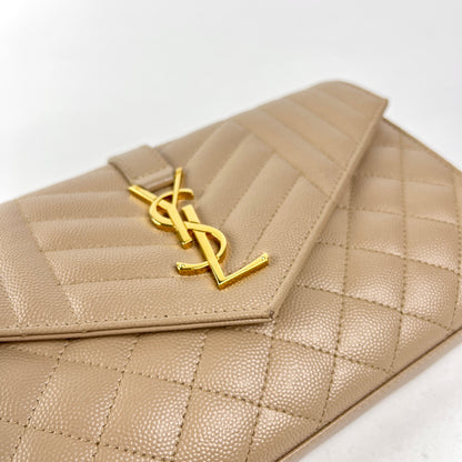 Saint Laurent Envelope Flap Small Beige