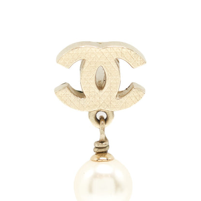 Chanel CC Logo With Pearl Drop Earrings L