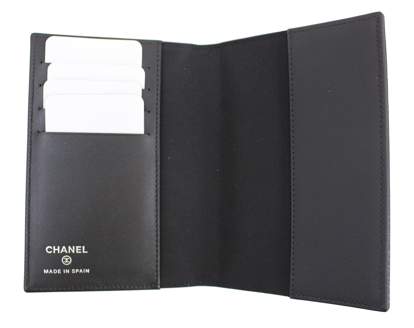 CHANEL Patent Leather Black Passport Wallet - Sale