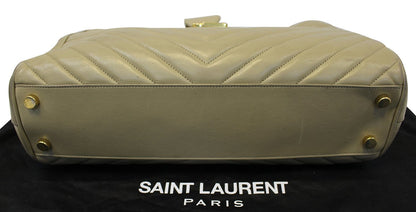 YVES SAINT LAURENT Matelasse Chevron Monogram Shopper Beige Bag - Final Call