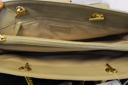 YVES SAINT LAURENT Matelasse Chevron Monogram Shopper Beige Bag - Final Call