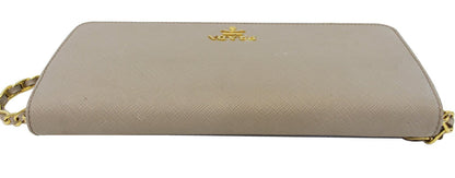 PRADA Marmo Saffiano Metal Leather Chain Clutch Bag
