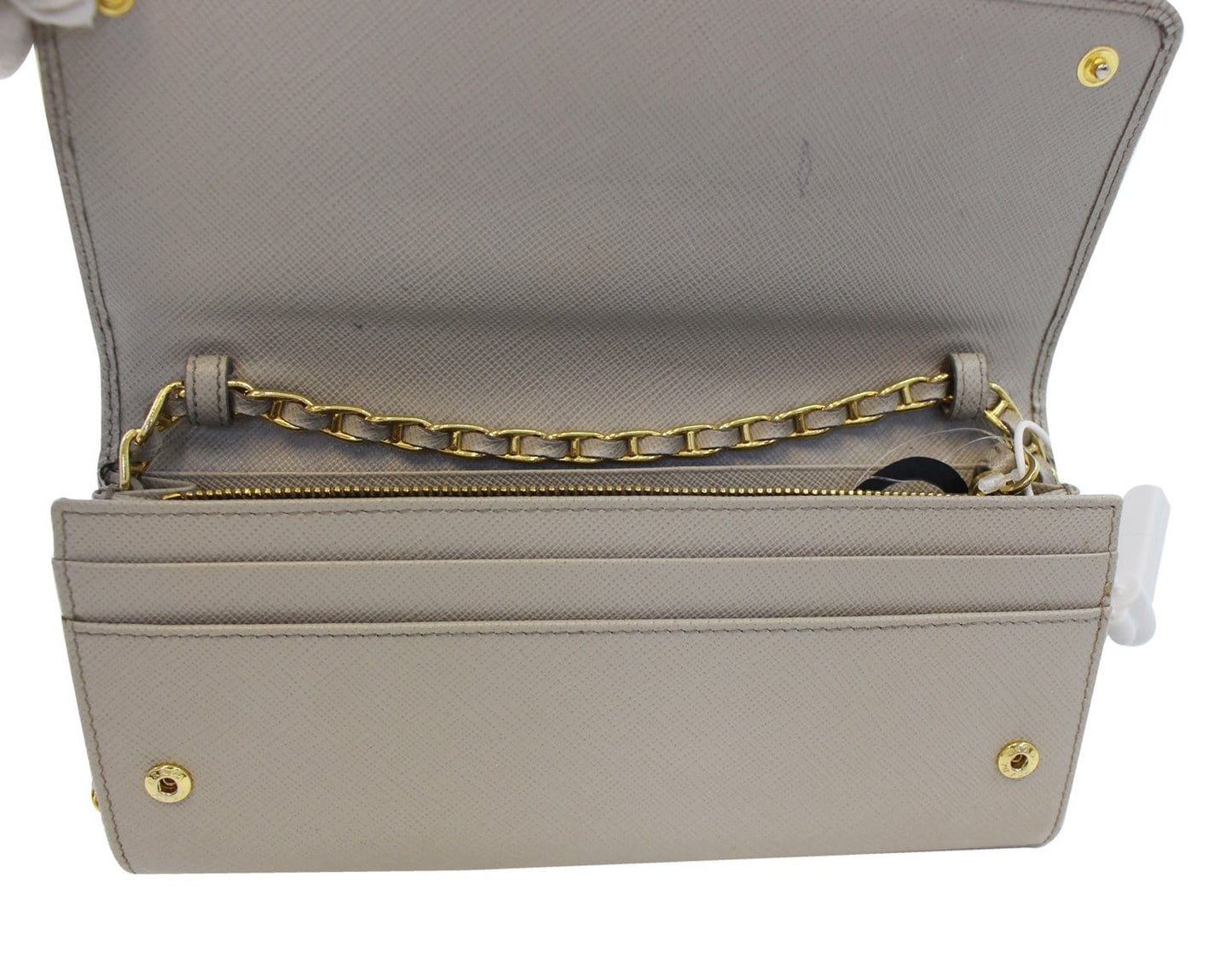 PRADA Marmo Saffiano Metal Leather Chain Clutch Bag